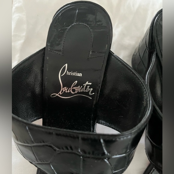 Christian Louboutin EGYPTIC Croc Leather Thong Mule Sandal Block Heel Shoes 36 - Picture 6 of 7
